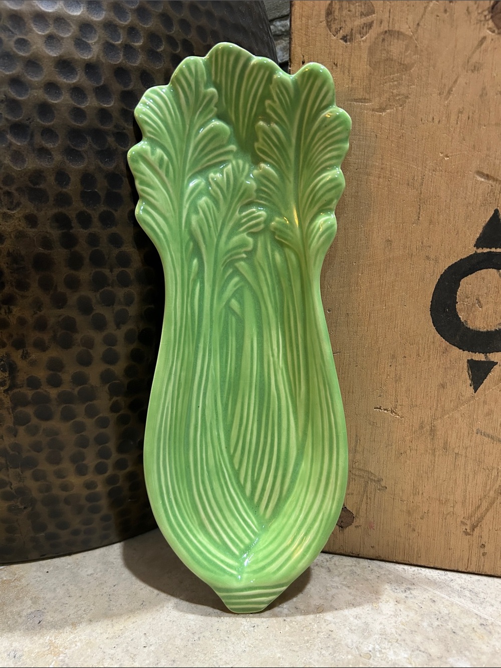 Vintage Ceramic Celery Shaped Crudite Dish